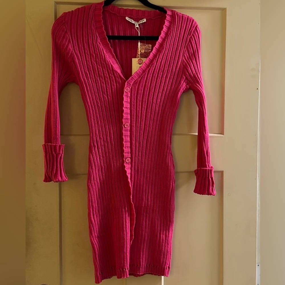 Fuchsia ribbed mini dress